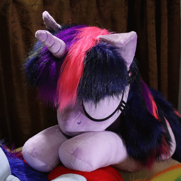 Size: 600x600 | Tagged: safe, artist:ponimalion, character:twilight sparkle, species:pony, animated, cute, ear twitch, floppy ears, gif, irl, photo, pillow, plushie, sleeping, stop motion