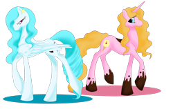 Size: 1832x1157 | Tagged: safe, artist:whitewing1, oc, oc only, oc:coco, oc:kate, species:pegasus, species:pony, species:unicorn, female, mare, simple background, transparent background