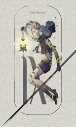 Size: 2374x3947 | Tagged: safe, artist:animesoul, character:zecora, species:anthro, anklet, bracelet, eyes closed, female, jewelry, lantern, solo, tarot card, the hermit