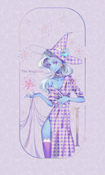 Size: 2374x3947 | Tagged: safe, artist:animesoul, character:trixie, species:anthro, clothing, female, hat, looking at you, solo, tarot card, the magician, trixie's hat