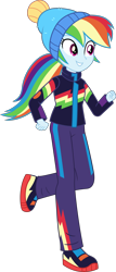 Size: 2560x5985 | Tagged: safe, artist:steyrrdash, character:rainbow dash, equestria girls:holidays unwrapped, g4, my little pony: equestria girls, my little pony:equestria girls, spoiler:eqg series (season 2), beanie, clothing, female, hat, shoes, simple background, sneakers, solo, transparent background, vector, winter outfit