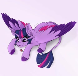 Size: 1819x1779 | Tagged: safe, artist:nyota71, character:twilight sparkle, character:twilight sparkle (alicorn), species:alicorn, species:pony, colored hooves, colored wings, colored wingtips, cute, ear fluff, female, fluffy, insect, ladybug, leonine tail, prone, simple background, solo, twiabetes, underhoof, white background, wings