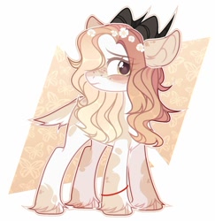 Size: 1280x1317 | Tagged: safe, artist:toffeelavender, oc, oc only, species:earth pony, species:pony, cloven hooves, deer tail, female, horns, mare, solo, unshorn fetlocks