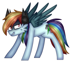 Size: 551x478 | Tagged: safe, artist:tater, character:rainbow dash, species:pegasus, species:pony, backwards cutie mark, cheek fluff, cyborg, female, simple background, solo, transparent background