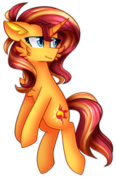 Size: 615x932 | Tagged: safe, artist:tater, character:sunset shimmer, species:pony, species:unicorn, cheek fluff, chest fluff, female, floppy ears, simple background, solo, transparent background