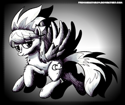 Size: 731x618 | Tagged: safe, artist:primogenitor34, character:cloudchaser, species:pony, looking at you, monochrome