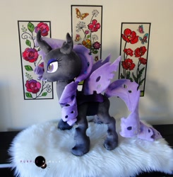 Size: 1280x1307 | Tagged: safe, artist:purplenebulastudios, character:rarity, species:changeling, changelingified, irl, photo, plushie, purple changeling, rariling, solo, species swap