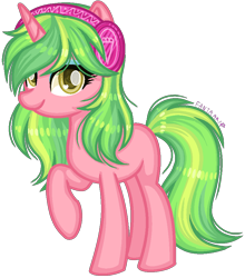 Size: 834x948 | Tagged: safe, artist:fantarianna, character:lemon zest, species:pony, species:unicorn, my little pony:equestria girls, equestria girls ponified, female, headphones, looking at you, mare, ponified, simple background, solo, transparent background