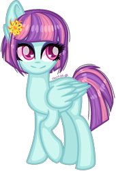 Size: 676x992 | Tagged: safe, artist:fantarianna, character:sunny flare, species:pegasus, species:pony, equestria girls:friendship games, g4, my little pony: equestria girls, my little pony:equestria girls, equestria girls ponified, female, flower, flower in hair, mare, ponified, simple background, solo, transparent background
