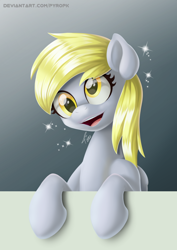 Size: 700x989 | Tagged: safe, artist:pyropk, character:derpy hooves, species:pegasus, species:pony, bust, cute, derpabetes, female, open mouth, solo