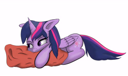 Size: 7210x4312 | Tagged: safe, artist:guatergau5, character:twilight sparkle, character:twilight sparkle (alicorn), species:alicorn, species:pony, female, mare, pillow, prone, simple background, solo, white background