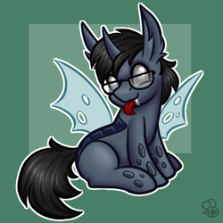 Size: 1024x1024 | Tagged: safe, artist:sabrib, oc, oc:tinker doo, species:changeling, changelingified, glasses, male, solo, species swap, tongue out