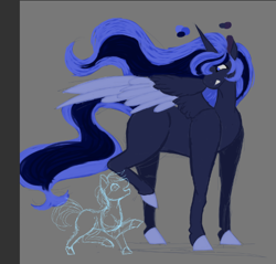 Size: 460x439 | Tagged: safe, artist:shirofluff, species:alicorn, species:earth pony, species:pony, fallout equestria, blue, blue alicorn (fo:e), colored, colt, cute, foe, male, painted, sketch, wip