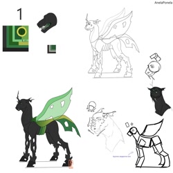 Size: 1280x1280 | Tagged: safe, artist:anelaponela, oc, species:changeling, changeling queen, changeling queen oc, female, green changeling, redesign, reference sheet