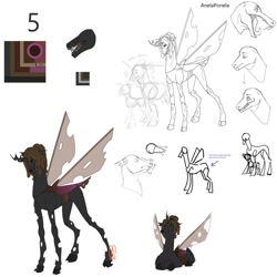 Size: 1024x1024 | Tagged: safe, artist:anelaponela, oc, species:changeling, brown changeling, changeling queen, changeling queen oc, female, redesign, reference sheet