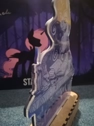 Size: 1024x1366 | Tagged: safe, artist:themisto97, character:princess luna, species:alicorn, species:pony, acrylic plastic, book, candle, charity auction, craft, engraving, female, lasercut, lunafest, mare, photo, reading, sitting, solo