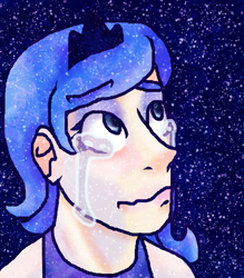 Size: 1400x1600 | Tagged: safe, artist:theedgyduck, character:princess luna, species:human, crying, female, humanized, s1 luna, solo, space, tears of sadness