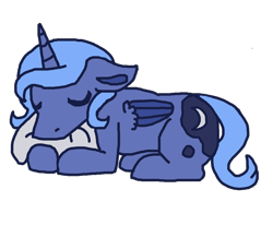 Size: 4000x3300 | Tagged: safe, artist:theedgyduck, character:princess luna, species:alicorn, species:pony, cute, eyes closed, female, filly, filly luna, lunabetes, mare, pillow, s1 luna, simple background, sleeping, solo, transparent background, woona, younger