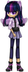 Size: 1280x3214 | Tagged: safe, artist:fantarianna, character:twilight sparkle, species:human, boots, eared humanization, female, humanized, jewelry, looking at you, necklace, shoes, simple background, solo, transparent background, winged humanization, wings