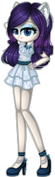 Size: 1216x3894 | Tagged: safe, artist:fantarianna, character:rarity, species:human, bracelet, clothing, dress, eared humanization, female, hand on hip, high heels, humanized, jewelry, looking at you, necklace, shoes, simple background, solo, transparent background