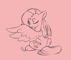 Size: 1401x1177 | Tagged: safe, artist:nookprint, character:fluttershy, species:pegasus, species:pony, g4, cute, feather, female, girly, grooming, preening, shyabetes, solo, wings