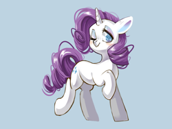 Size: 1600x1200 | Tagged: safe, artist:royal, character:rarity, species:pony, species:unicorn, g4, female, one eye closed, raised hoof, simple background, solo, wink