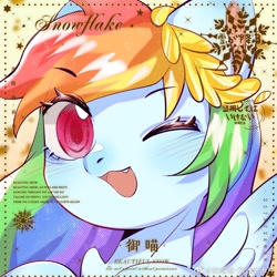 Size: 1080x1080 | Tagged: safe, artist:royal, character:rainbow dash, species:pegasus, species:pony, g4, bust, female, one eye closed, open mouth, portrait, solo, wink