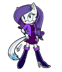 Size: 1258x1474 | Tagged: safe, artist:mysteryart716, part of a set, character:rarity, species:anthro, species:plantigrade anthro, g4, bracelet, cat, catified, clothing, female, jewelry, mobian, shoes, simple background, solo, sonic the hedgehog (series), sonicified, species swap, style emulation, transparent background, yuji uekawa style