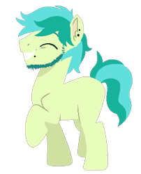 Size: 352x435 | Tagged: safe, artist:echabi, character:sandbar, species:pony, g4, beard, ear piercing, eyes closed, facial hair, grin, male, older, piercing, raised hoof, simple background, smiling, solo, transparent background