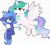 Size: 6205x5614 | Tagged: safe, artist:pumpkinpieforlife, character:princess celestia, character:princess luna, species:alicorn, species:pony, g4, female, filly, mare, messy mane, missing accessory, royal sisters, s1 luna, show accurate, simple background, sisters, transparent background, vector, woona