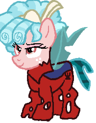 Size: 196x250 | Tagged: safe, artist:qjosh, character:cozy glow, species:changeling, species:pony, g4, changelingified, red changeling, solo, species swap, transformation, transformation sequence