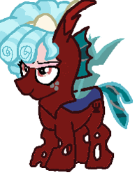 Size: 197x251 | Tagged: safe, artist:qjosh, character:cozy glow, species:changeling, g4, changelingified, red changeling, solo, species swap, transformation, transformation sequence