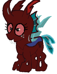 Size: 197x252 | Tagged: safe, artist:qjosh, character:cozy glow, species:changeling, g4, changelingified, red changeling, solo, species swap, transformation, transformation sequence