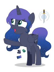 Size: 1100x1468 | Tagged: safe, artist:magicuniclaws, base used, oc, oc:moon quartz, parent:king sombra, parent:princess luna, parents:lumbra, species:pony, g4, female, offspring, simple background, solo, teenager, transparent background