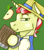 Size: 1400x1600 | Tagged: safe, artist:theedgyduck, character:flim, species:pony, species:unicorn, g4, apple cider (drink), cider, cider mug, clothing, cutie mark background, hat, hoof hold, male, mug, simple background, smug, solo, stallion, vest