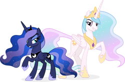 Size: 1280x838 | Tagged: safe, artist:pumpkinpieforlife, character:princess celestia, character:princess luna, species:alicorn, species:pony, g4, absurd resolution, alternate hairstyle, simple background, transparent background, vector
