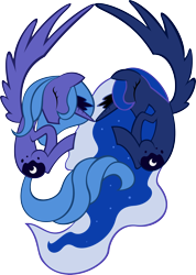 Size: 2851x4000 | Tagged: safe, artist:kalleflaxx, character:princess luna, cute, duality, s1 luna, simple background, sleeping, spread wings, transparent background, vector, wings