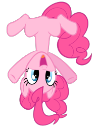 Size: 1920x2480 | Tagged: safe, artist:stellardust, derpibooru original, character:pinkie pie, species:earth pony, species:pony, episode:the best night ever, g4, my little pony: friendship is magic, .svg available, female, looking at you, mare, open mouth, simple background, smiling, solo, svg, transparent background, upside down, vector