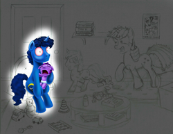 Size: 3300x2550 | Tagged: safe, artist:jac59col, character:night light, character:shining armor, character:twilight sparkle, character:twilight velvet, g4, crying, father and child, father and daughter, female, male, parenting, red eyes, sleepy, wat, wip, younger