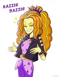 Size: 1207x1563 | Tagged: safe, artist:elioo, character:adagio dazzle, species:eqg human, g4, my little pony:equestria girls, spoiler:eqg series (season 2), eyes closed, female, razzle dazzle, simple background, solo, white background