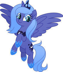 Size: 6316x7180 | Tagged: safe, artist:pumpkinpieforlife, character:princess luna, species:pony, g4, absurd resolution, crown, female, floating, flying, jewelry, movie accurate, peytral, regalia, s1 luna, simple background, solo, sparkles, spread wings, transparent background, vector, wings