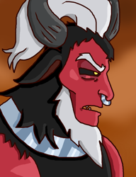 Size: 1508x1960 | Tagged: safe, artist:theedgyduck, character:lord tirek, species:centaur, g4, black sclera, floppy ears, male, nose piercing, nose ring, piercing, solo