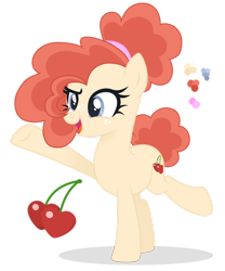 Size: 1280x1536 | Tagged: safe, artist:magicuniclaws, oc, oc:cherry pie, parent:cup cake, parent:pear butter, parents:buttercake, species:earth pony, species:pony, g4, female, magical lesbian spawn, mare, offspring, simple background, solo, transparent background