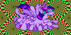Size: 2064x1029 | Tagged: safe, artist:ja0822ck, character:twilight sparkle, character:twilight sparkle (alicorn), species:alicorn, species:pony, abomination, body horror, eldritch abomination, female, optical illusion, psychedelic, solo, this isn't even my final form, trippy, wat
