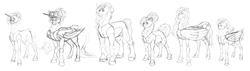Size: 4792x1365 | Tagged: safe, artist:anelaponela, character:applejack, character:fluttershy, character:pinkie pie, character:rainbow dash, character:rarity, character:twilight sparkle, character:twilight sparkle (alicorn), species:alicorn, species:bat pony, species:earth pony, species:pegasus, species:pony, species:unicorn, g4, bat pony alicorn, bat wings, clothing, ear fluff, fangs, glasses, glasses rarity, happy birthday mlp:fim, hat, horn, hybrid wings, leonine tail, mane six, mlp fim's tenth anniversary, redesign, slit eyes, wings