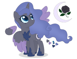 Size: 3400x2620 | Tagged: safe, artist:magicuniclaws, oc, parent:inky rose, parent:nightmare moon, species:alicorn, species:pony, g4, female, magical lesbian spawn, mare, offspring, parents:inkymoon, simple background, solo, transparent background