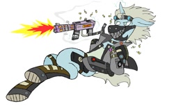 Size: 2000x1280 | Tagged: safe, artist:homicidal doktor, oc, oc only, unnamed oc, species:pony, species:unicorn, g4, clothing, gun, simple background, solo, weapon, white background