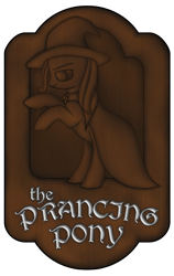 Size: 600x950 | Tagged: safe, artist:stardustxiii, character:trixie, crossover, lord of the rings, rearing, sign, simple background, the prancing pony, transparent background