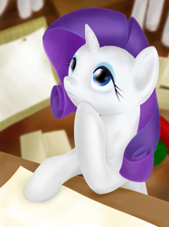Size: 747x1000 | Tagged: safe, artist:stardustxiii, character:rarity, thinking