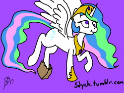 Size: 640x480 | Tagged: safe, artist:sdych, character:derpy hooves, character:princess celestia, species:alicorn, species:pony, cutie mark, derp, derpicorn, derplestia, female, paper bag, race swap, simple background, solo, swapped cutie marks